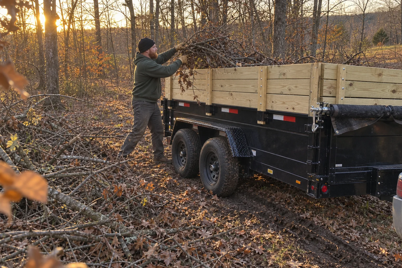 Representative yard-debris-removal scene
